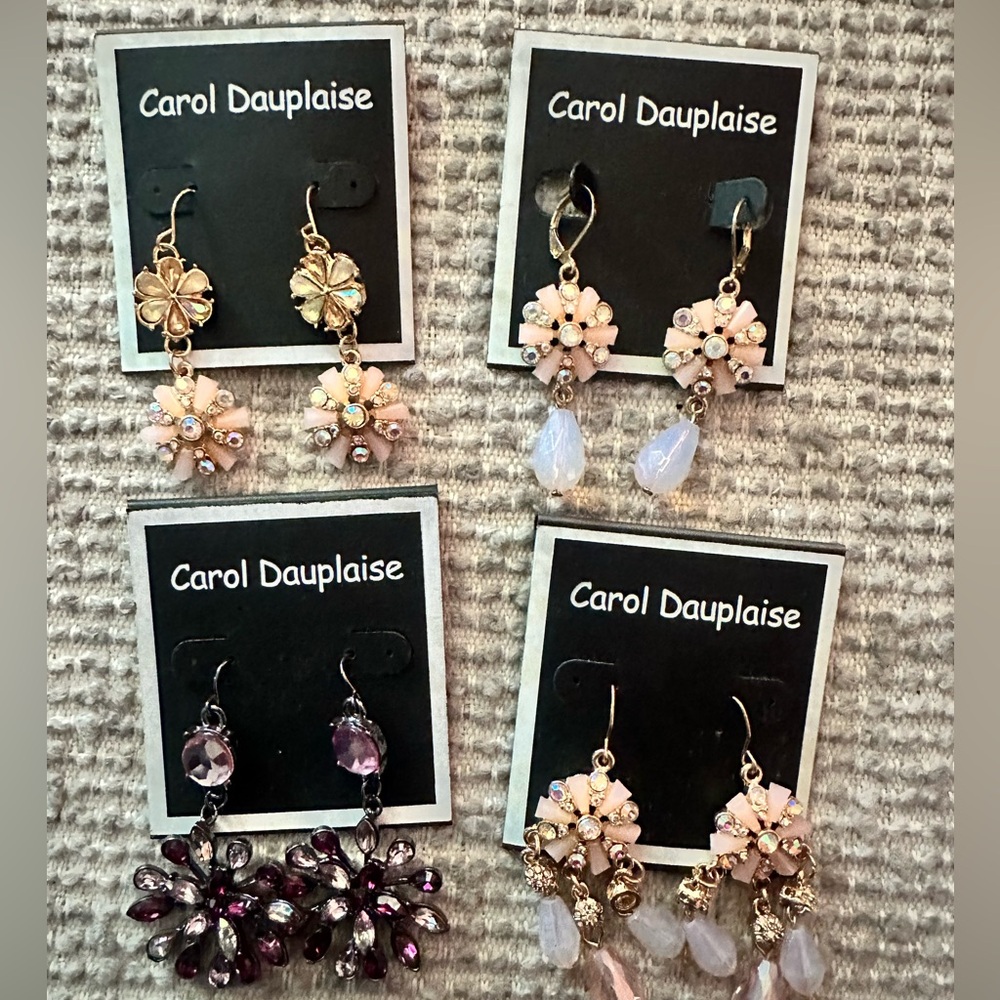 NEW- set of 4 Carol Dauplaise hook earrings.